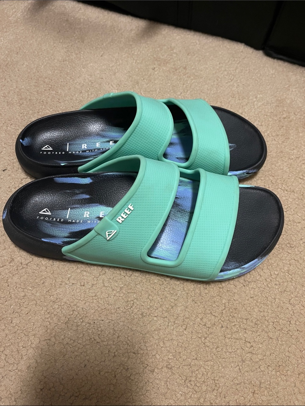 Reef Men's Mint Green Dual-Strap Slide Sandals